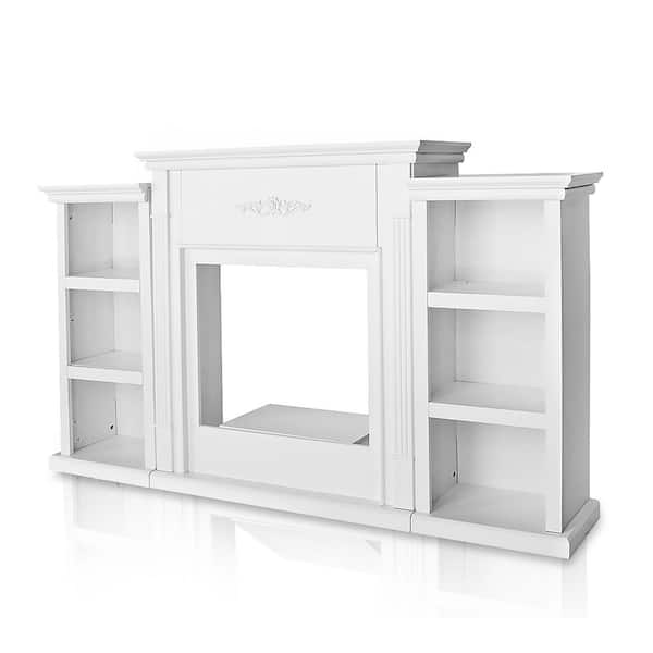 Barton 45 in. x 70 in. White Freestanding TV Stand Electric Fireplace ...