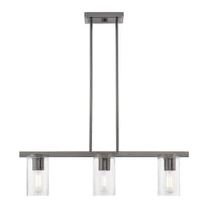 Clarion 3-Light Black Chrome Linear Chandelier with Clear Glass