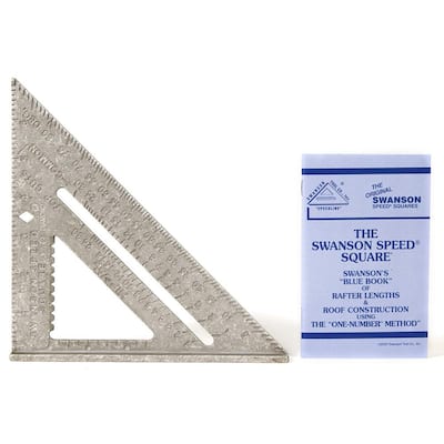 7 in. Speed Square, Rafter / Carpenter Square Layout Tool with Etched Markings and Blue Book