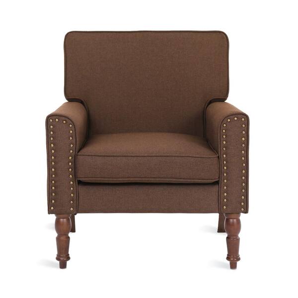 Dark Brown Leisure Single Sofa Upholstered Accent Chair with Rolled Arms  and Solid Wooden Legs FY-W162890428 - The Home Depot