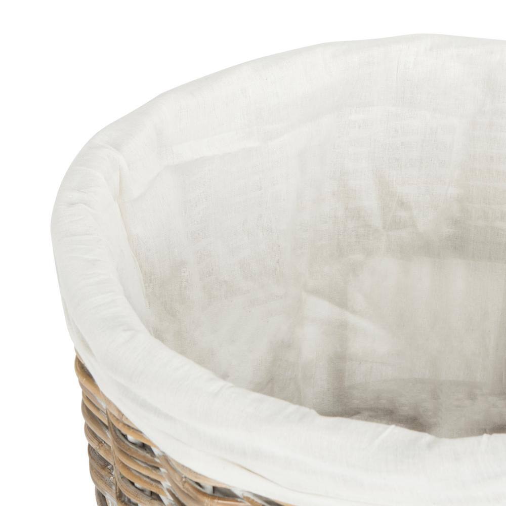 White-Washed Kubu Upright Hamper with Lid