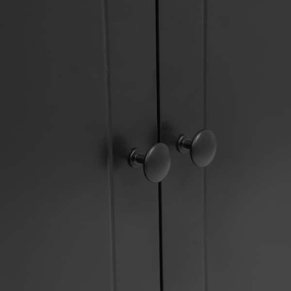 Storage Black Wood 53.94 in. Kitchen Island with Drawer in Black  