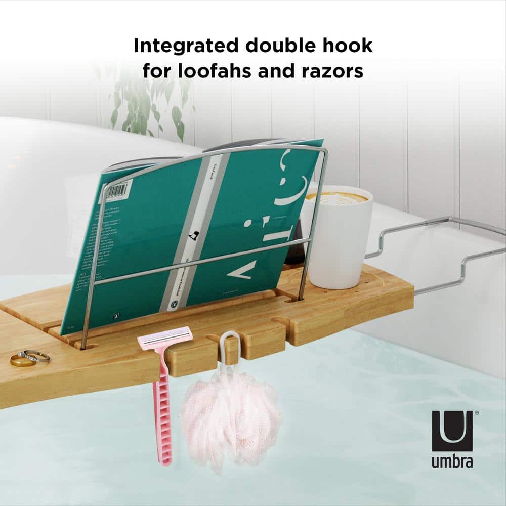 Luxury Bamboo Freestanding Bathtub Caddy with Wine Glass Holder