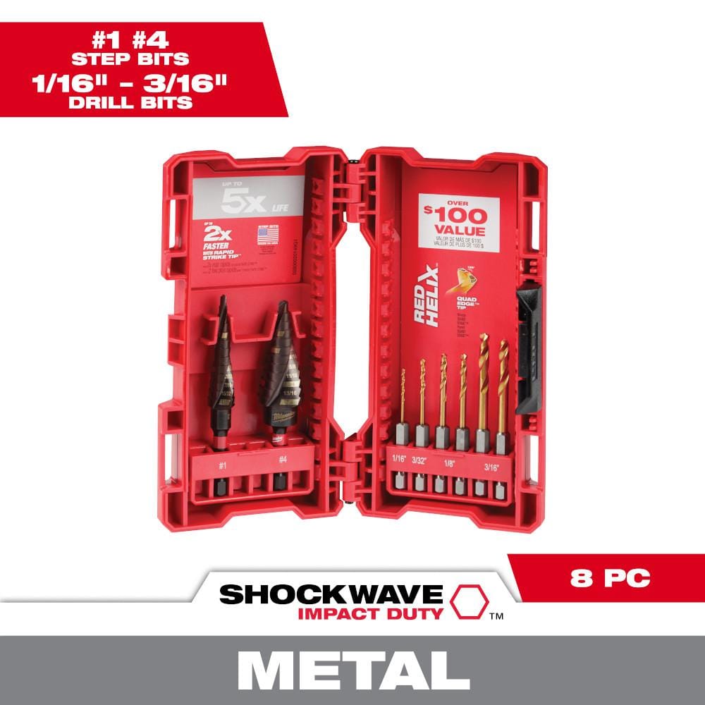 Milwaukee SHOCKWAVE Impact-Duty Titanium Step Bit Set (8