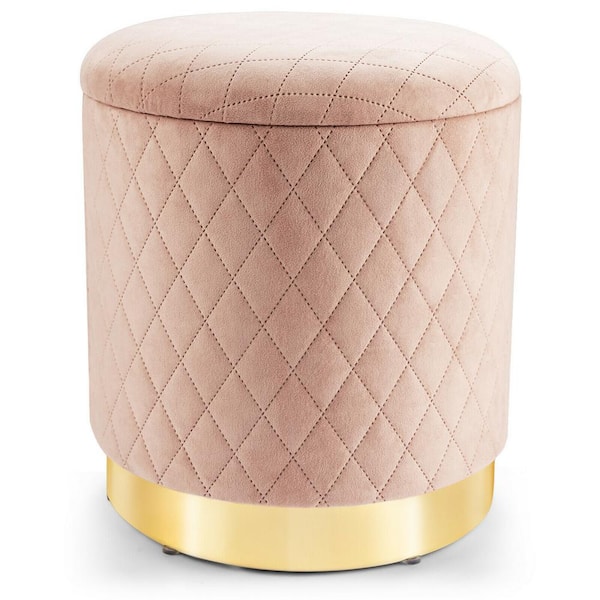 pink vanity stool with storage