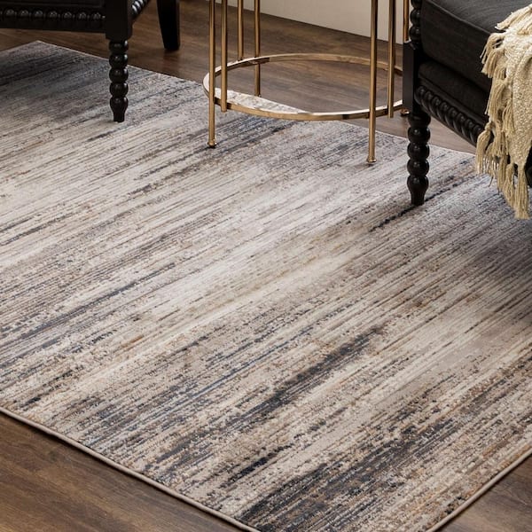 Clinton Cream 5 ft. 3 in. x 8 ft.Modern Contemporary Abstract Striped Area Rug