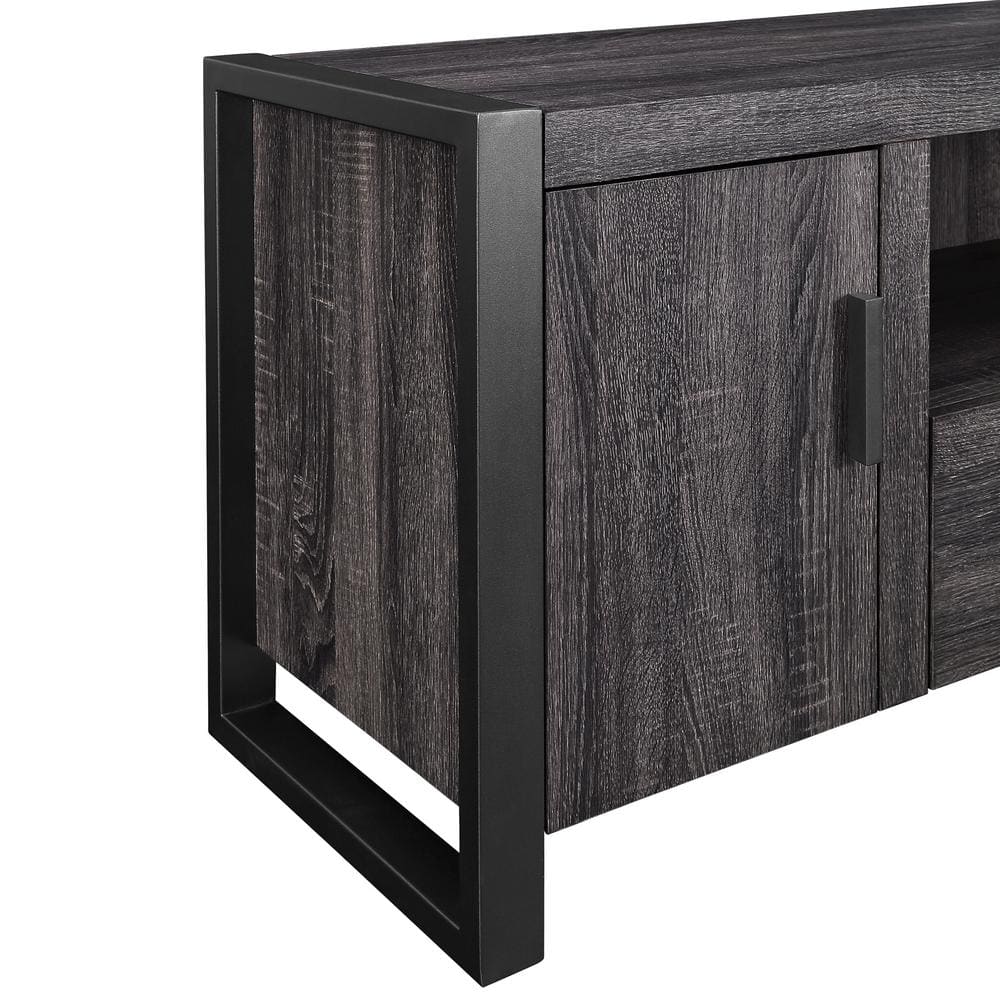 Gray Charcoal 60" Industrial Wood TV Stand with Cabinets