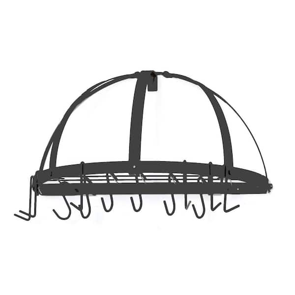 Old Dutch International 22 in. x 11 in. Matte Black Pot Rack with Grid and 12-Hooks