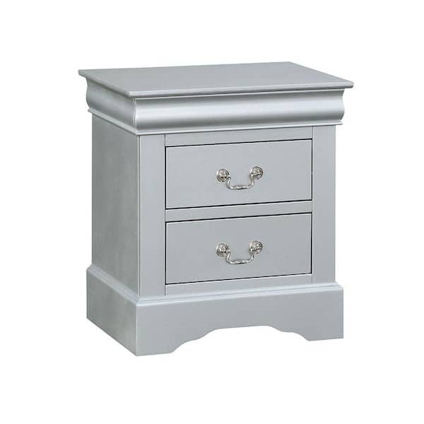 GALANO Louis Philippe 2-Drawer Black Nightstand Sidetable Ultra