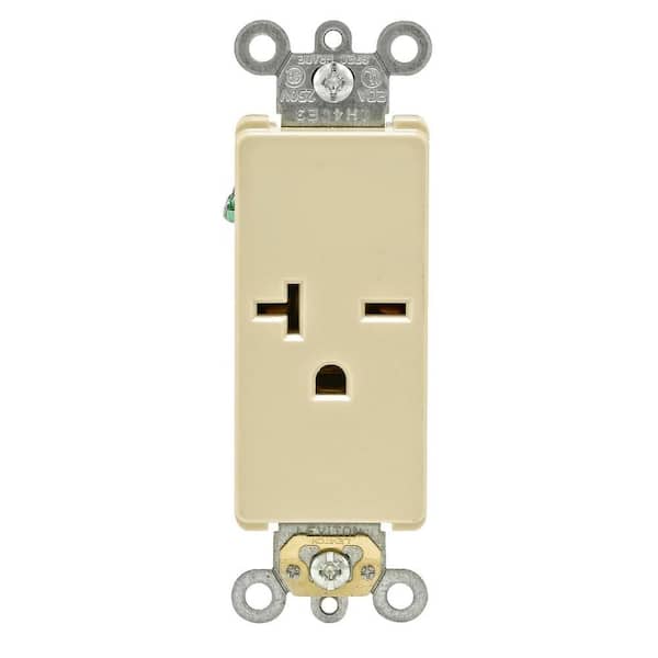 Leviton Decora 20 Amp 250 V Single Outlet /Receptacle, Ivory (1-Pack) 16451-I