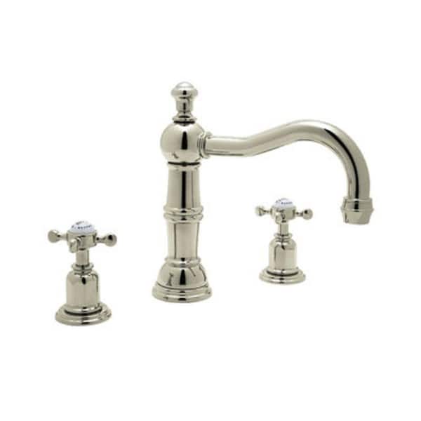 Edwardian 8 in. Widespread 2-Handle Bathroom Faucet in Polished Nickel