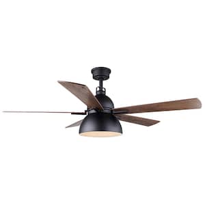 Lyric 52 in. Indoor Standard Matte Black Ceiling Fan with Vintage LED Bulbs Includedwith Remote Included