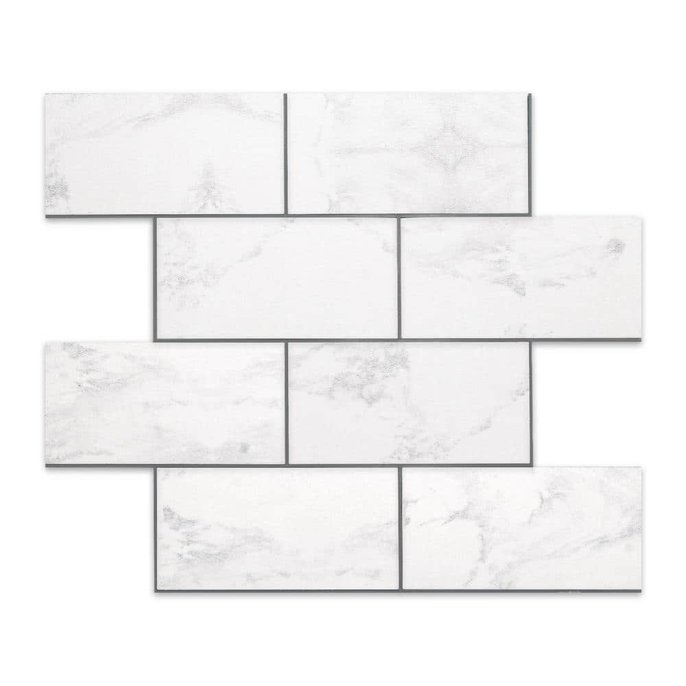 Yipscazo 12 in. x 12 in. PVC Marble White Peel and Stick Backsplash