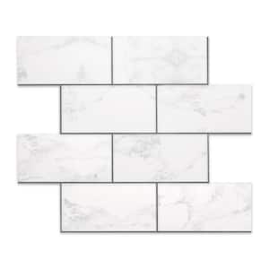 12 in. x 12 in. PVC Marble White Peel and Stick Backsplash Subway Tiles for Kitchen (10-Sheets/10 sq. ft.)