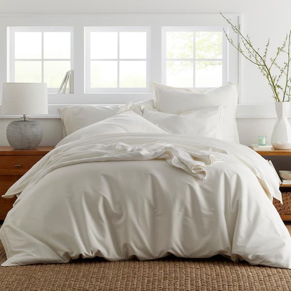 Company Cotton Rayon Made From Bamboo Ivory Sateen Full/Queen Duvet Cover