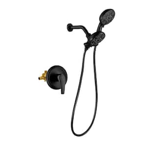 Single-Handle 1-Spray High Pressure Shower Faucet with Handheld Shower Combo and Shower Head in Black (Valve Included)