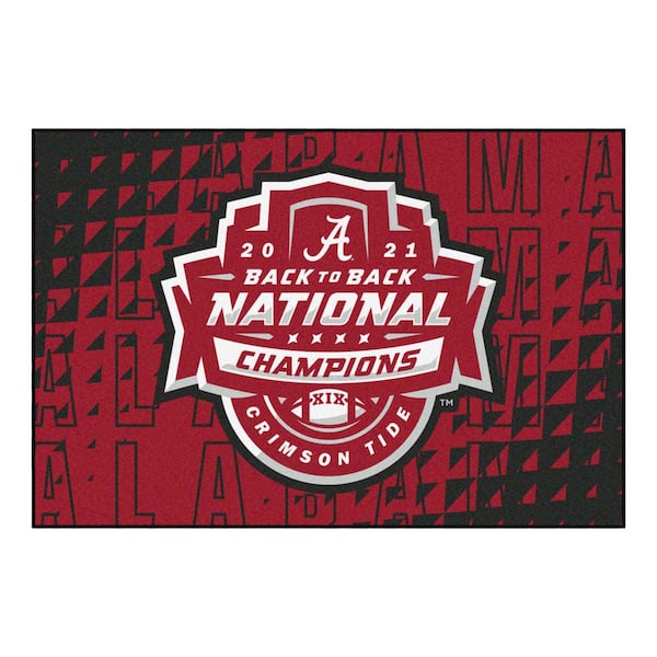 FANMATS Alabama Crimson Tide 2021-22 Red National Champions 5 ft. x 8 ft. Plush Area Rug