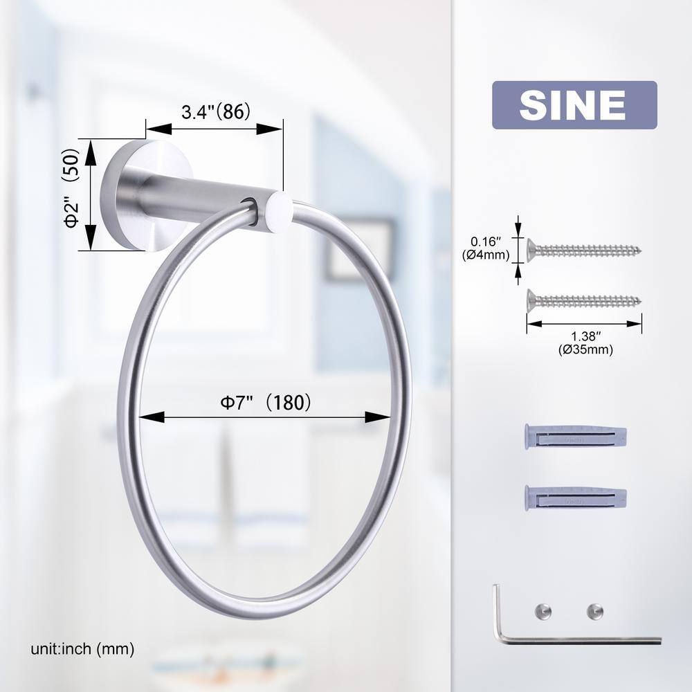 Brushed Nickel Double Wall Mounted Circular Towel Ring Set