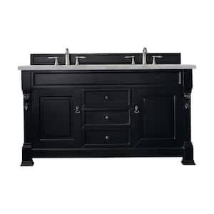 Brookfield 60.0 in. W x 23.5 in. D x 34.3 in. H Bathroom Vanity in Antique Black with Victorian Silver Top