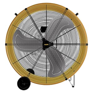 13000 CFM 30 in. Heavy Duty High Velocity Barrel Floor Drum Fan in Yellow with Powerful 1/3HP Motor, 9 ft. Power Cord