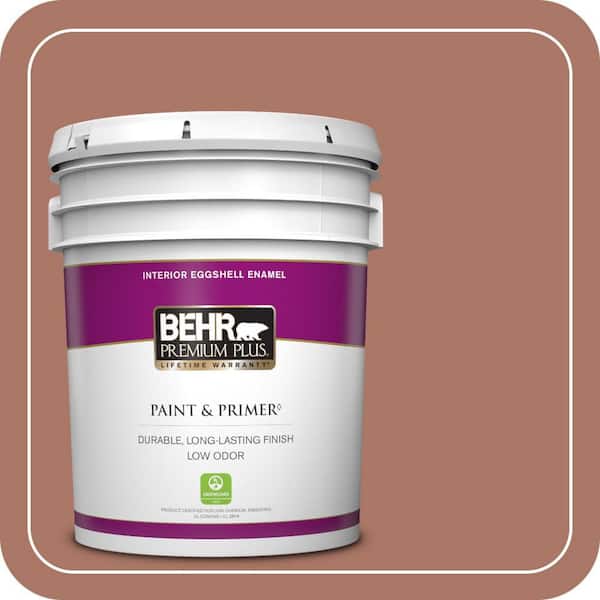 BEHR PREMIUM PLUS 5 gal. #210F-6 Chutney Brown Eggshell Enamel Low Odor Interior Paint & Primer