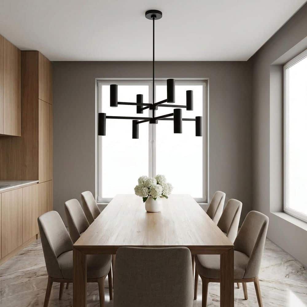 Zentro 36 in. W x 15.63 in. H 8-Light Midnight Black Chandelier with Metal Shades, Bulbs Included price history on PriceWatchPro