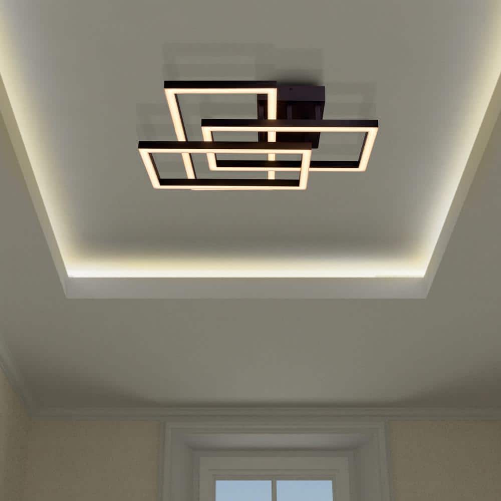 Radium 28" Black Aluminum Integrated LED Semi-Flush Ceiling Light