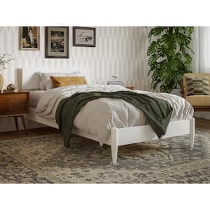 Aria White Solid Wood Frame Twin XL Modern Low Profile Platform Bed