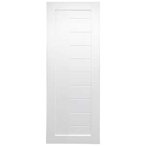 28 in. X 80 in. Tallahassee White Prefinished Opal PC Glass 10-Lite Solid Core Wood Interior Door Slab No Bore