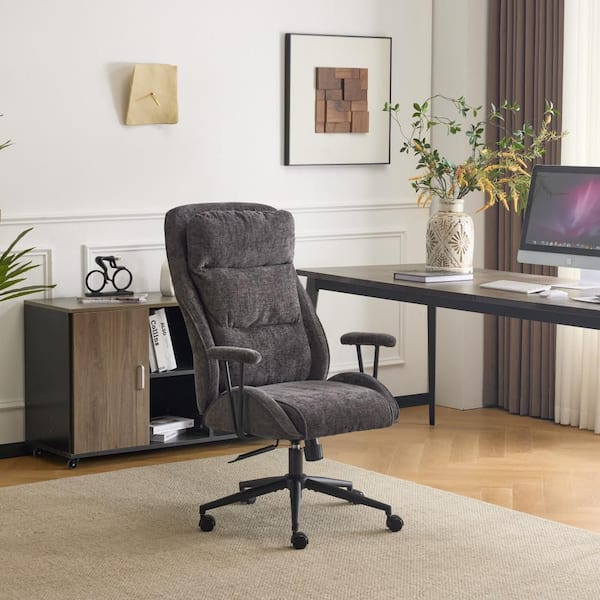 Winado Chenille Fabric Seat Reclining Task Chair in Dark Gray with Non-Adjustable Arms