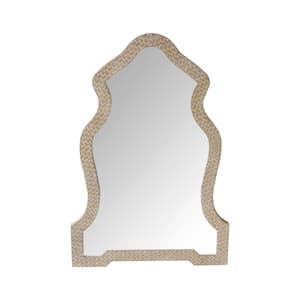 Scalloped 26 in. W x 37 in. H Asymmetrical Wood Framed Geometric Texture Wall Mirror