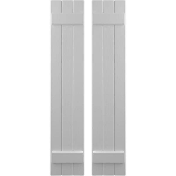 Ekena Millwork 10-1/2 in. W x 68 in. H Americraft 3-Board Exterior Real Wood Joined Board and Batten Shutters in Primed