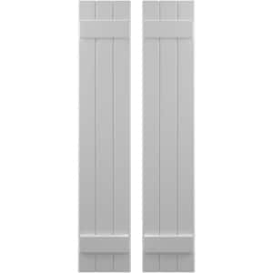 10-1/2 in. W x 84 in. H Americraft 3-Board Exterior Real Wood Joined Board and Batten Shutters in Primed