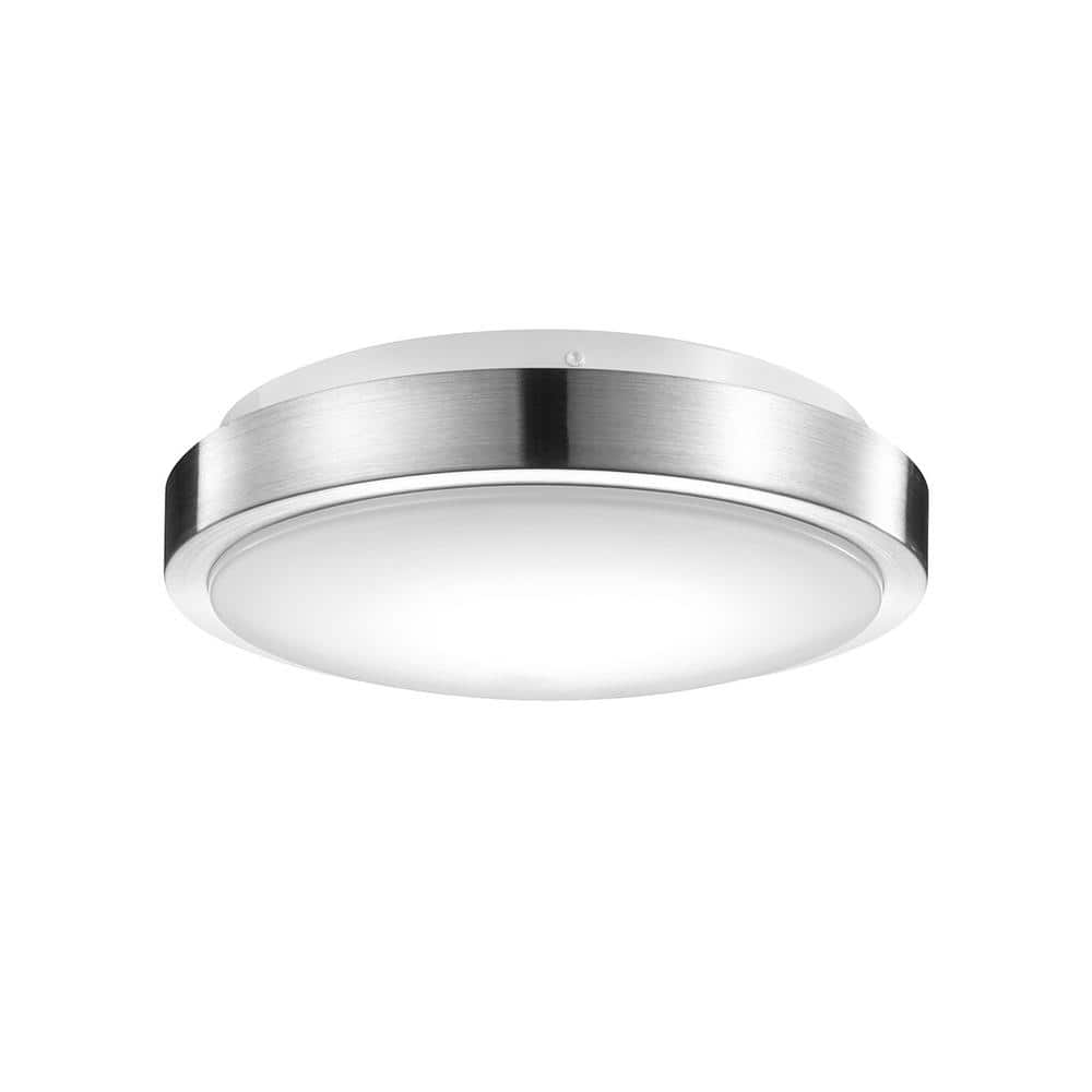 Wi-Fi Smart 11 in, 1-Light Brushed Nickel Smart LED Integrated Flush Mount