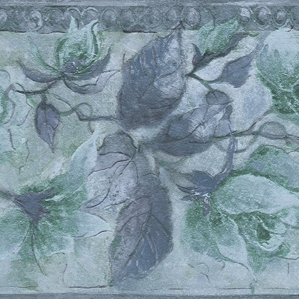Dundee Deco Falkirk Dandy II Blue Flowers Abstract Peel and Stick Wallpaper Border
