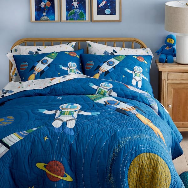 The Company Store Company Kids Outerspace Quilt Ink Blue Standard