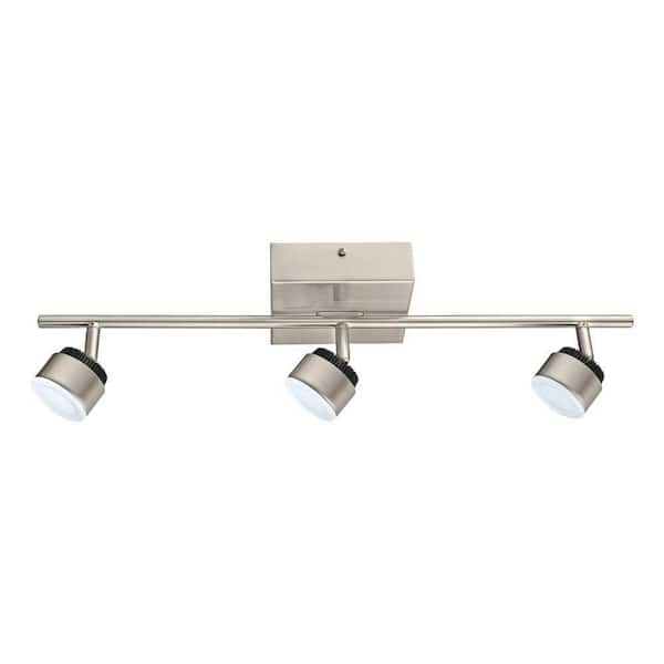 Eglo Armento 1 3-Light 2 ft. Matte Nickel Integrated LED Ceiling Mount Hardwired Fixed Track Lighting Kit with Satin Diffuser
