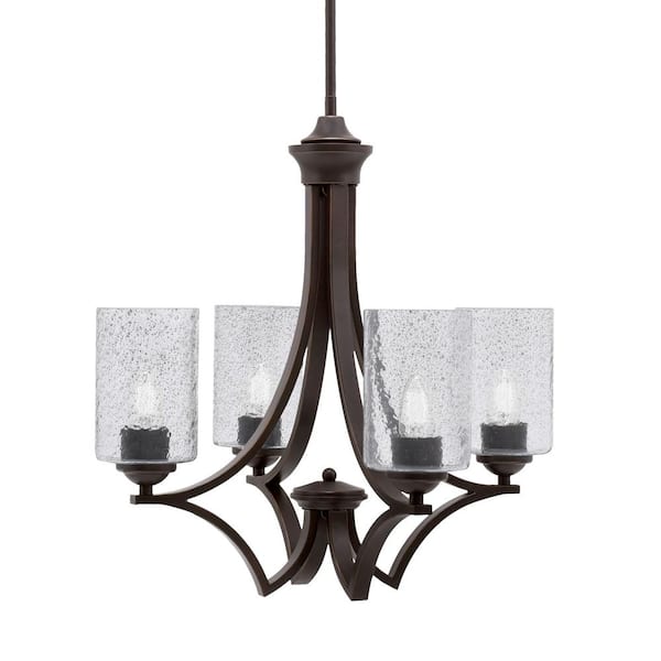 Unbranded Clevelend 4-Light Dark Granite Round Chandelier with 4 in. Smoke Bubble Glass Shades, No bulbs included