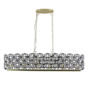39.4 in. 6-Light Modern Hanging Light Fixture Gold Plus Black Chandelier with Crystal Shade for Living-Room