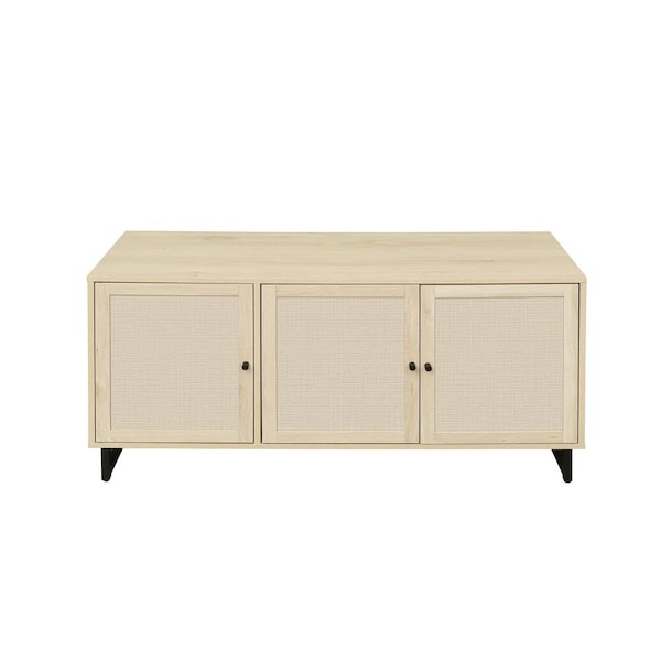 sumyeg Beige 23.23 in. H 3 Door Accent Storage Cabinet with Adjustable Shelves