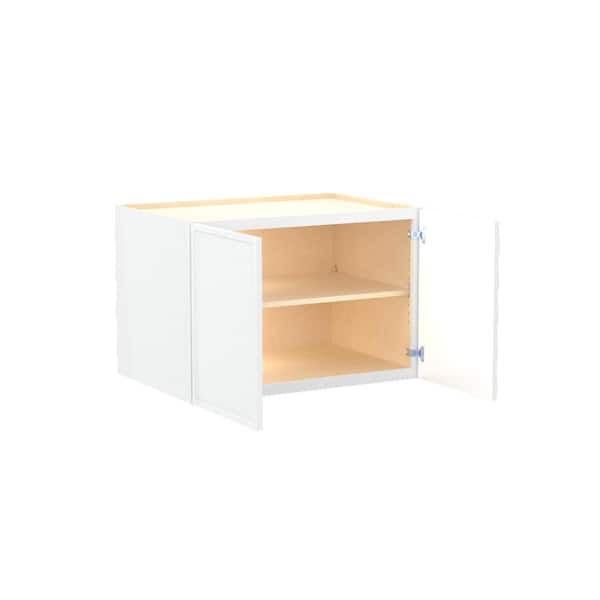 Home Decorators Collection Franklin 36 in. W x 24 in. D x 24 in. H Assembled Plywood Wall Bridge Kitchen Cabinet in Vesper White with Soft Close