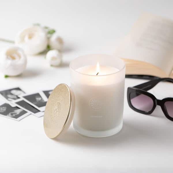 Vance Kitira Weekend Citrus and Fig Scented Single Wick White Jar Candle, 80-Hour Burn Time