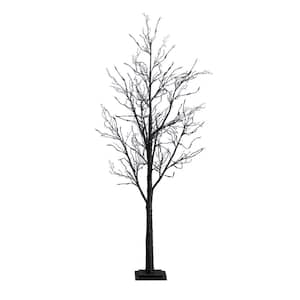 6 ft. Pre-Lit Black Twig Artificial Tree with 300 Orange and Purple LED Lights