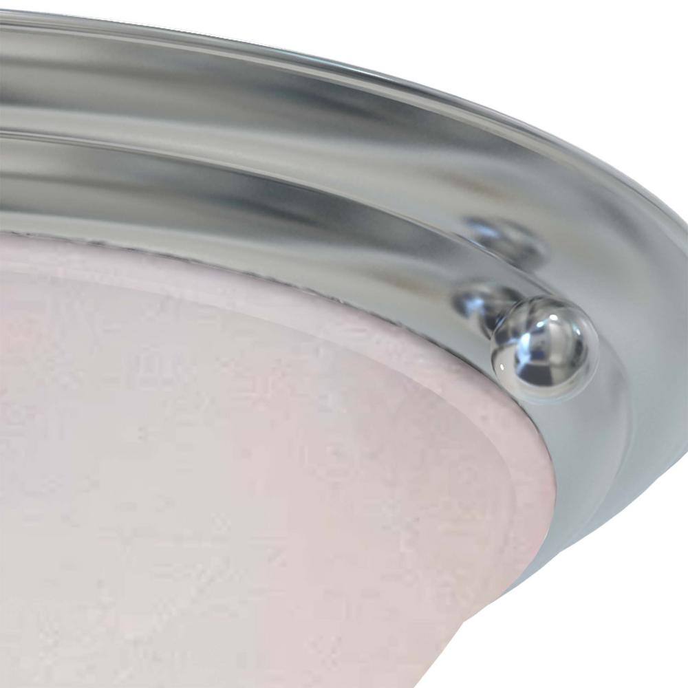 Lunar Alabaster Glass 15.5" Flush Mount in Brushed Nickel