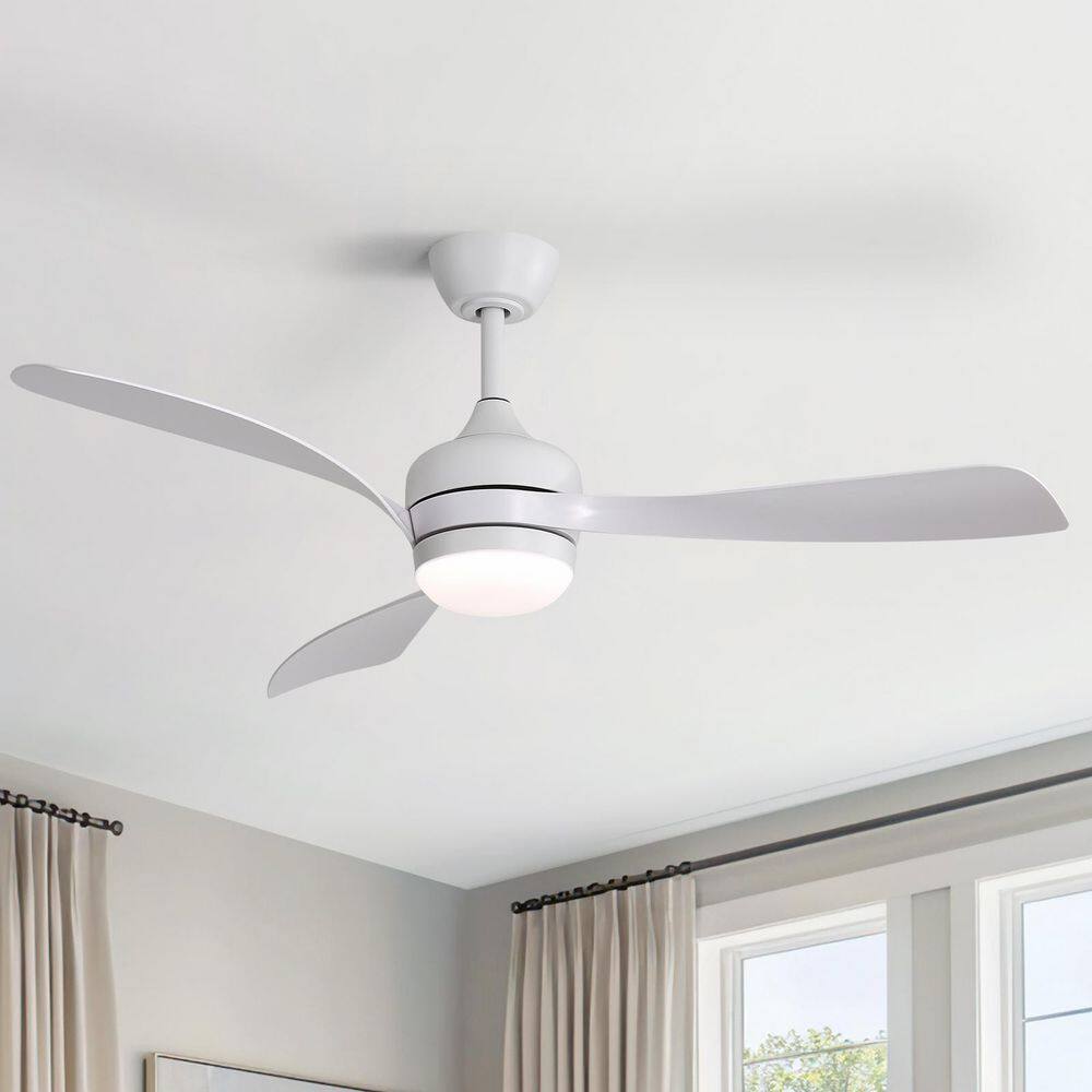 52 in. Indoor/Outdoor White LED Downrod Ceiling Fan with 3-White Blades, Light Kits, Reversible DC Motor and Remo price history on PriceWatchPro