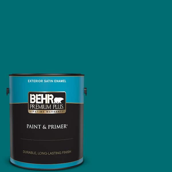 BEHR PREMIUM PLUS 1 gal. #MQ6-35 Teal Motif Satin Enamel Exterior Paint & Primer