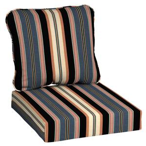 24 in. x 22 in. Black Stripe 2-Piece Deep Seating Outdoor Lounge Chair Cushion