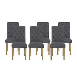 Ammy Beige and Natural Tufted Fabric Dining Chair (Set of 6)