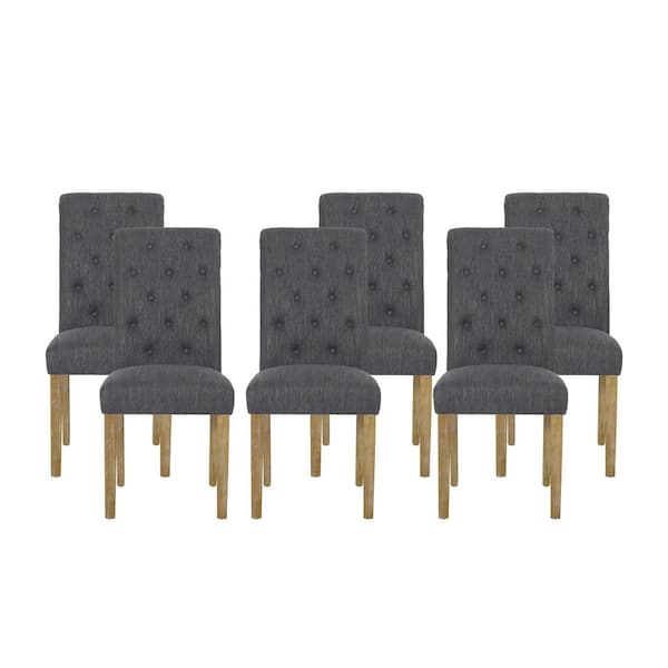 Noble House Ammy Beige and Natural Tufted Fabric Dining Chair (Set of 6)