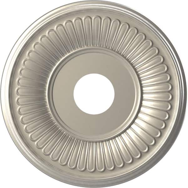 Ekena Millwork 16" OD x 3-1/2" ID x 1" P Berkshire Thermoformed PVC Ceiling Medallion (Fits Canopies up to 7") in Bright Coat Aluminum